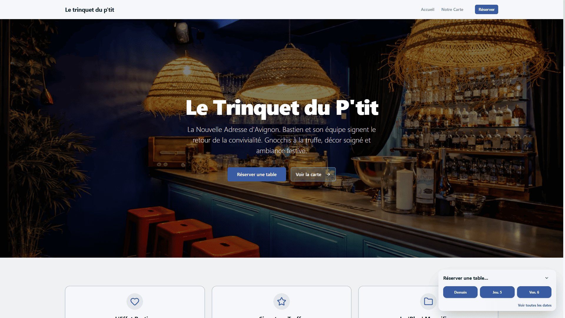 Aperçu du site web généré